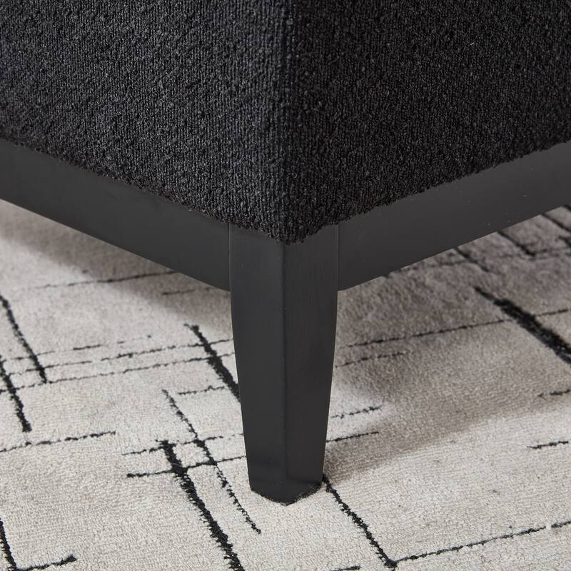 Roomfitters Storage Ottoman, Boucle Coffee Table Footstool with Reversible Lid and Wood Base for Living Room or Bedroom