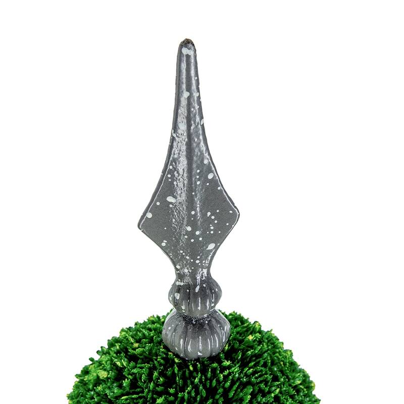 Artificial Two-Tiered Boxwood Sphere Topiary on Metal Spire