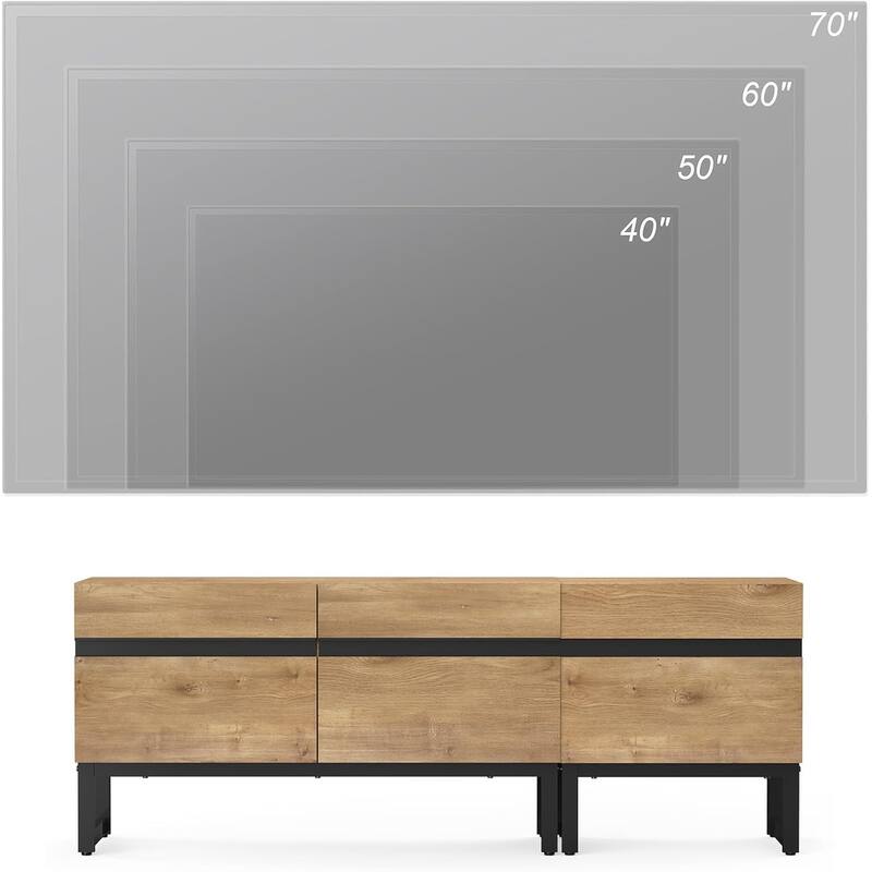 WAMPAT Modern TV Stand for TVs up to 50 inch TV, 2 in 1 Entertainment Center TV Console with Storage Cabinets and Metal Base