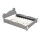 preview thumbnail 5 of 7, Queenl Size Velvet Platform Bed Kids Bed with Bear-Shaped Headboard with Bed-End Storage Pocket, Gray