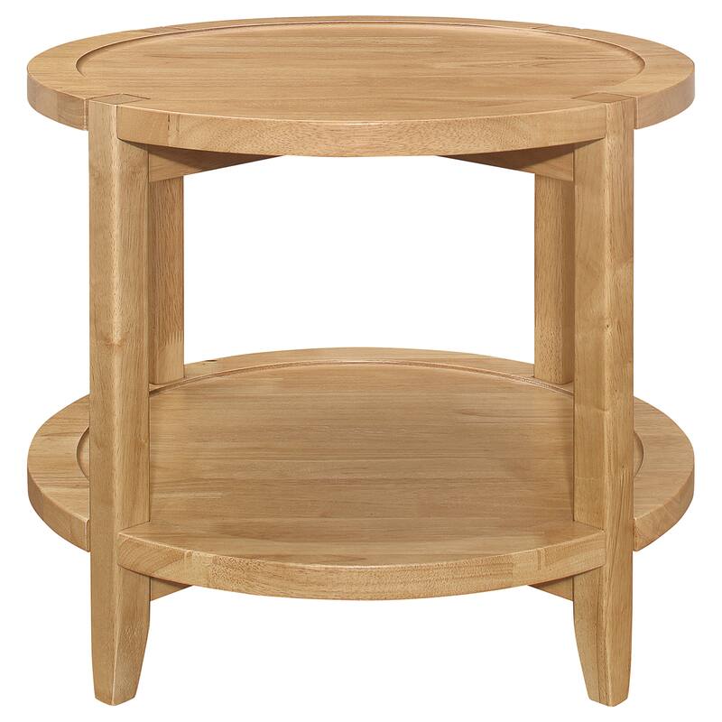 Camillo Round Solid Wood Side End Table Maple Brown