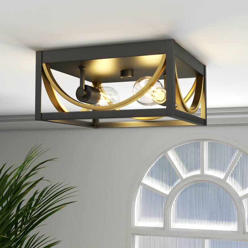 2-Light Flush Mount Ceiling Light Fixture - 11.81"x11.81"x5.51"