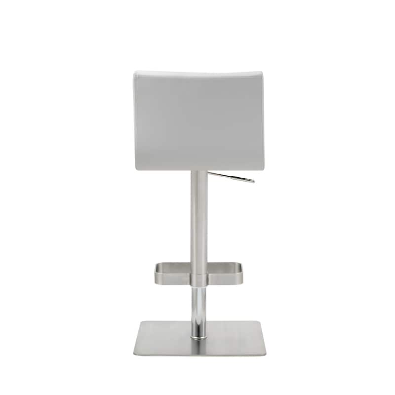 Stylish 26" Counter Height Bar Stool with White Faux Leather Adjustable Seat and Silver Legs - 16.5"W x 20"D x 32-42H"