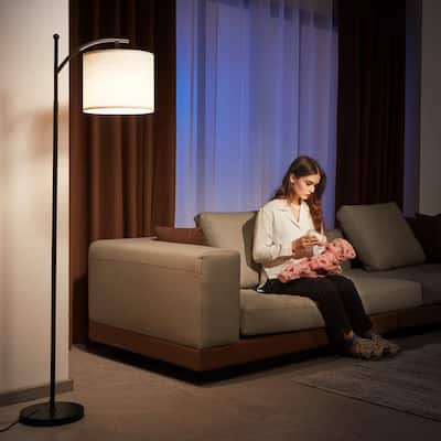 Adjustable LED Floor Lamp with Remote and Foot Switch Rotating Head for Living Room or Bedroom - 61.02"H