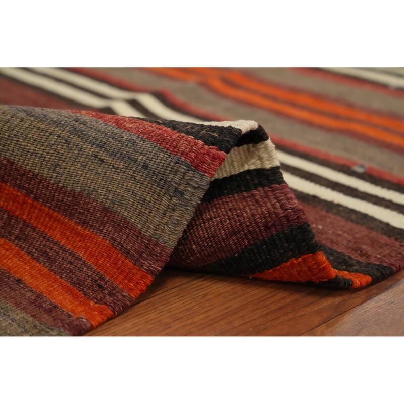 Hand Woven Oriental 100% Wool Carpet Southwestern Geometric Multi-Colored Kilim Area Rug - 9' 11'' X 5' 3''