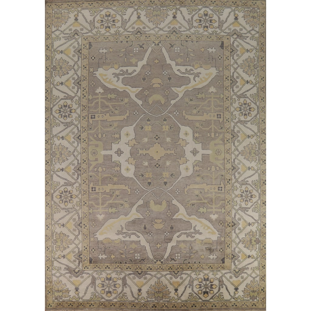 Oushak Indian Large Rug Hand-Knotted Wool Carpet - 10'0"x 13'8"