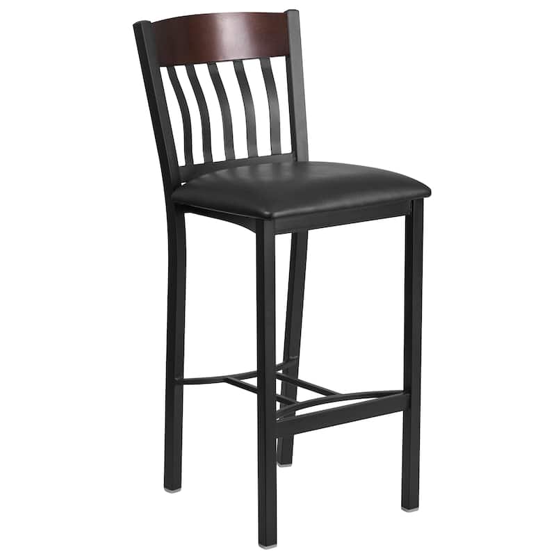 2 Pk. Eclipse Series Vertical Back Metal and Wood Restaurant Barstool - 17"W x 23"D x 42.75"H - 17"W x 23"D x 42.75"H