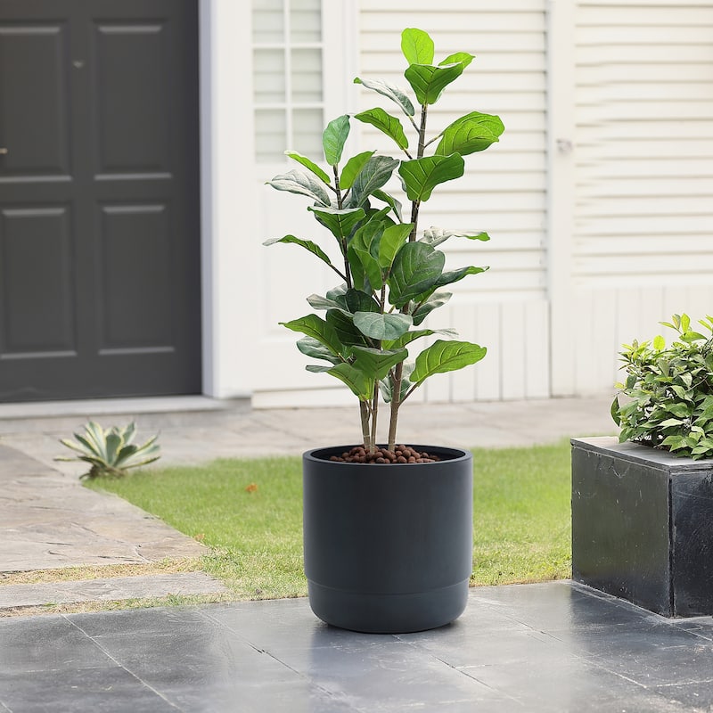 Modern Grey MgO 14.17" Round Planter