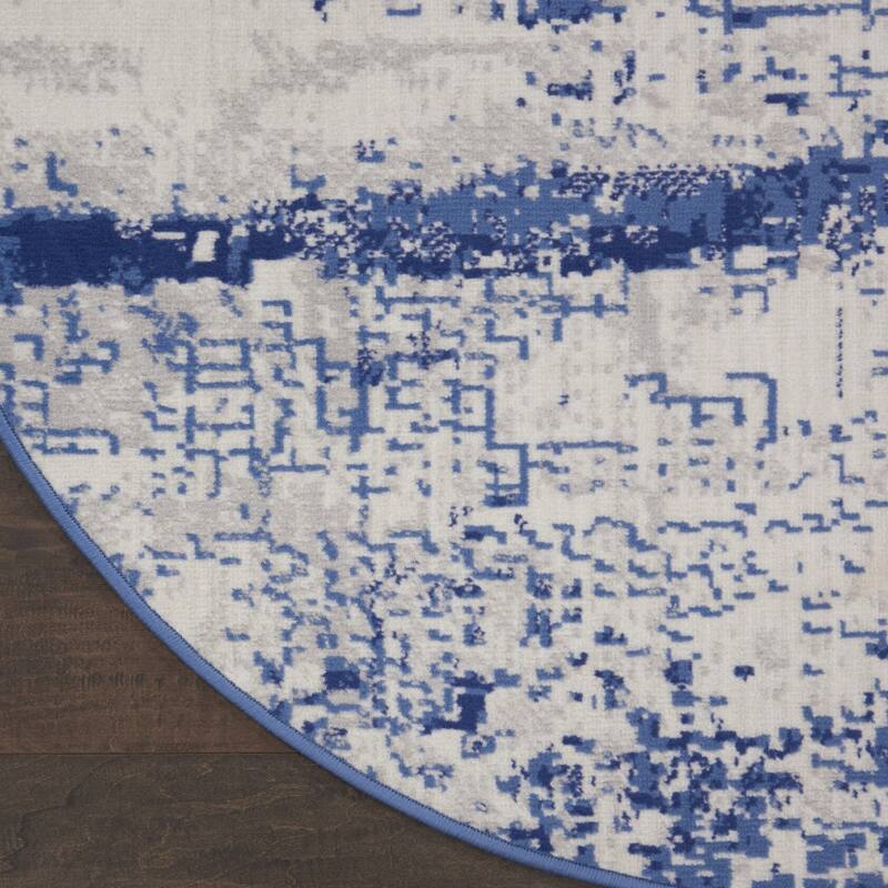 Power Loomed Geometric Abstract Modern Stain Resistant Area Rug - 96' X '96' X '0.39