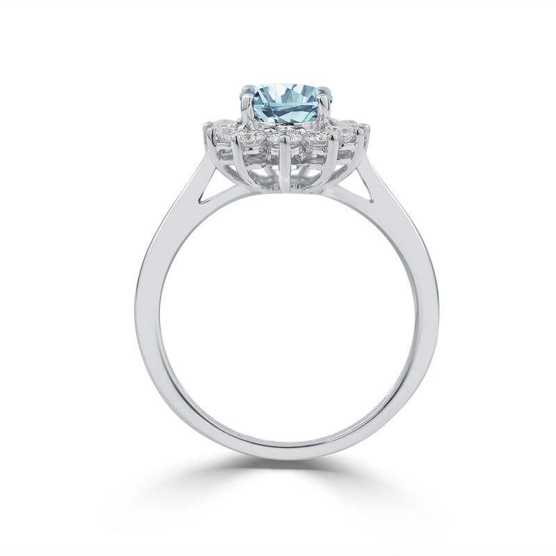 Auriya 5/8ct Oval-cut Aquamarine and Halo Diamond Ring 5/8cttw 18K Gold