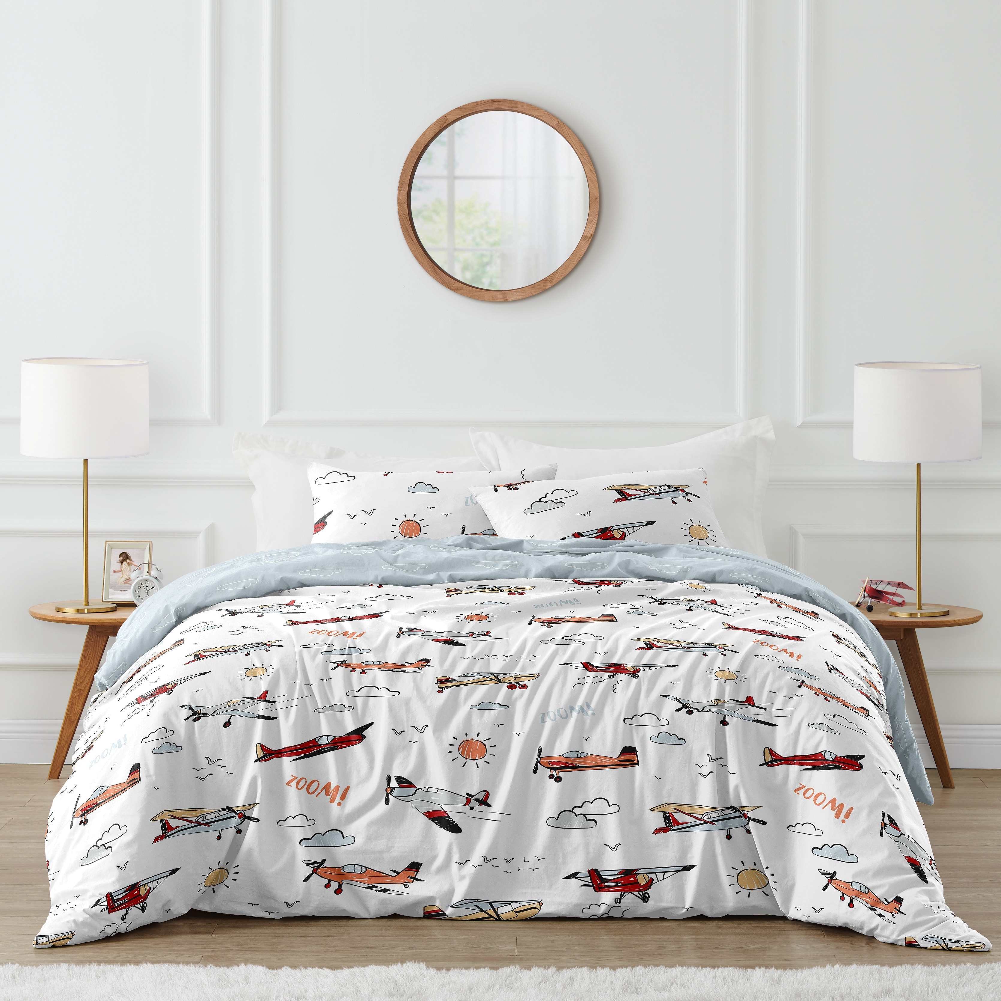 Sweet Jojo Designs Airplane 3 Piece Full queen Comforter Set
