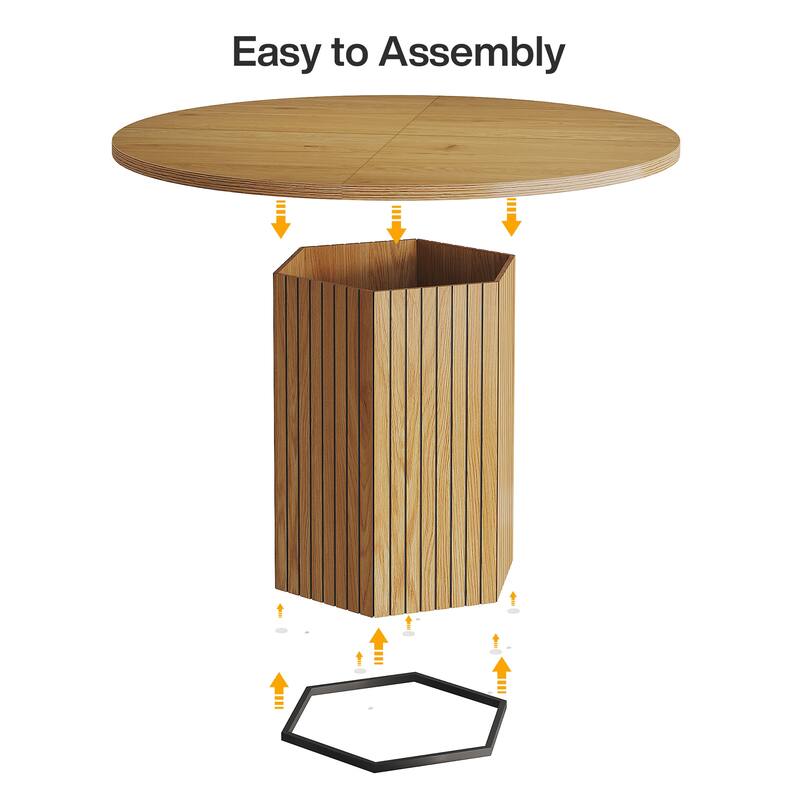 Wood 47-Inch Farmhouse Round Kitchen Dining Table for Small Space