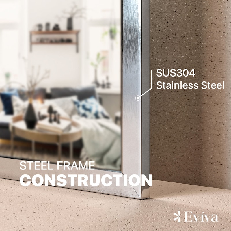 Eviva Sax 42" x 30" Rectangular Chrome Metal Framed Mirror