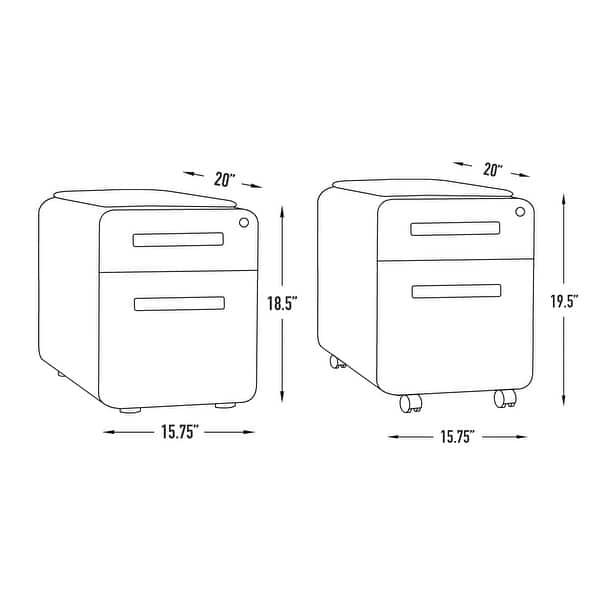 Mini 2-Drawer File Cabinet, Short Version Metale Cabinet with Wheels ...