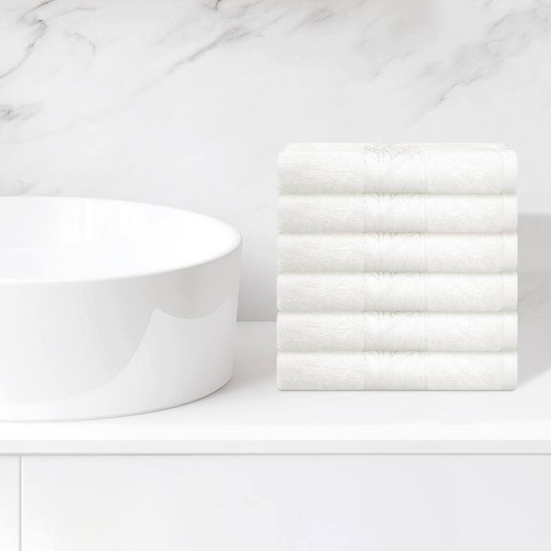 Cotton Bath Washcloths 6 Pack, Solid Breathable Face Towels, Multi-Purpose Wash Cloths for Bathroom 13" x 13" - Yellow