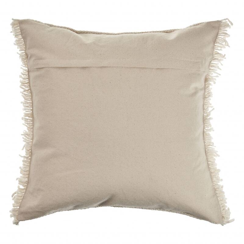 HomeRoots 20" X 20" Ivory And White 100% Cotton Zippered Pillow