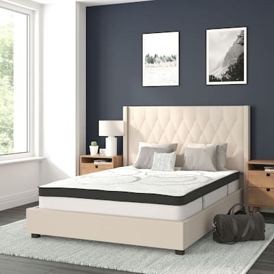 Tufted Platform Bed with 10 Inch Pocket Spring Mattress