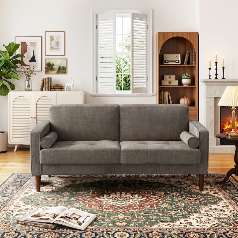 62.5'' W Corduroy Couch Upholstered Square Arm Sofa