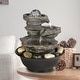 preview thumbnail 1 of 10, 4-Tier Cascading Resin-Rock Falls Tabletop Water Fountain w/LED Lights Dark Grey