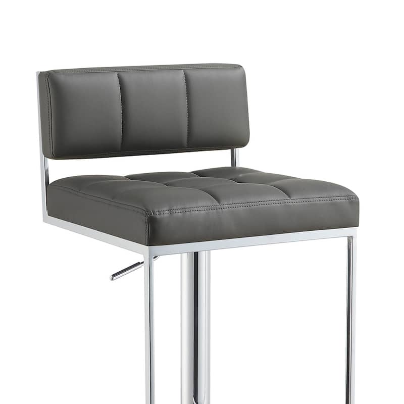Classic Adjustable Metal Bar Stool, Gray & Silver - 33 H x 18.75 W x 17 L Inches