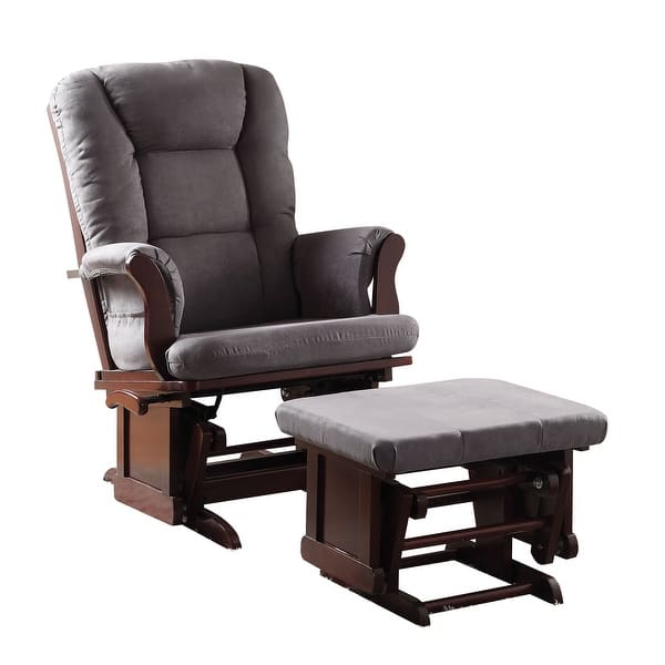 slide 2 of 3, Aeron Grey Microfiber 2-piece Glider Chair and Ottoman Set