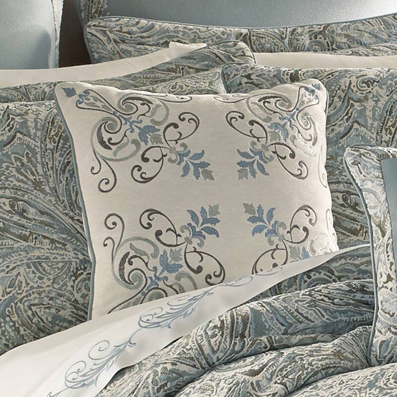 Five Queens Court Garrison 18-inch Square Embellished Decorative Throw Pillow - Accent - Polyester - White
