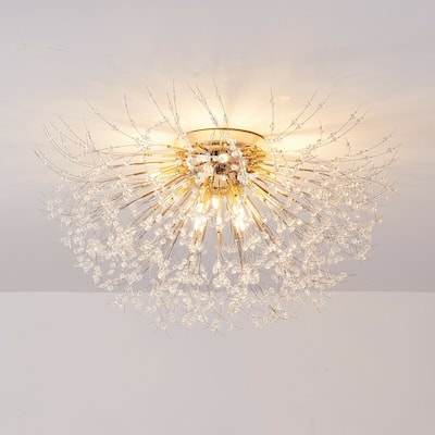 8 Lights Firework Chandeliers LED Glam Crystal Close to Ceiling Light