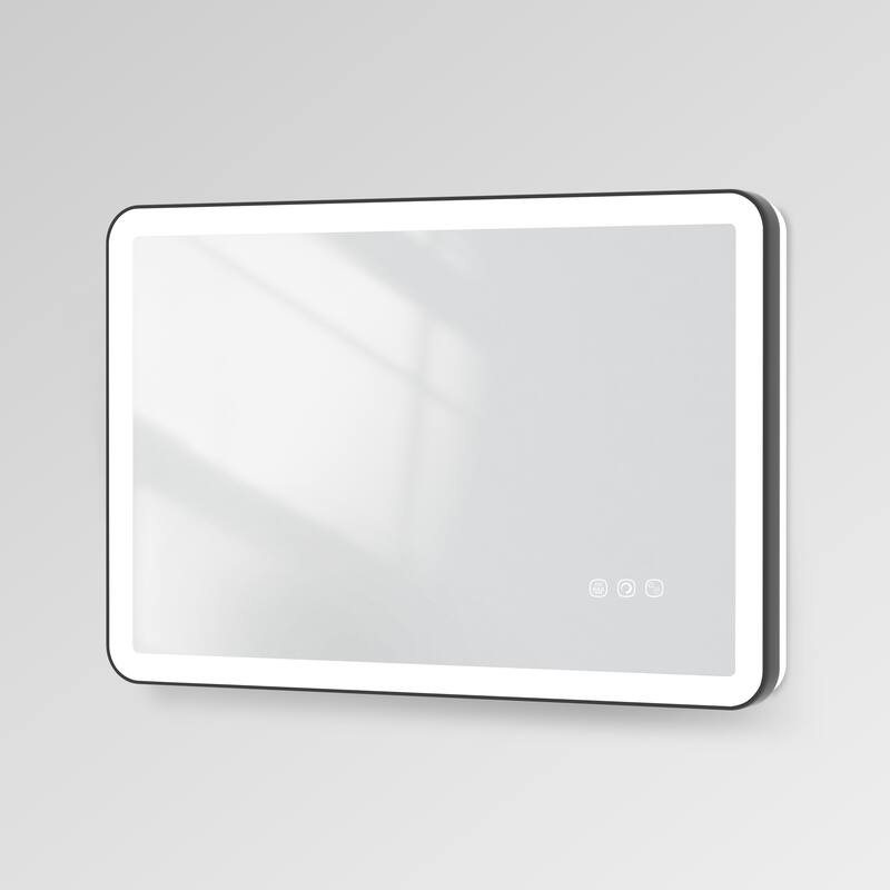 QuivaraView Luxury Aluminum Black Micro-arc Framed bathroom Vanity Wall Mounted LED lighted Mirror