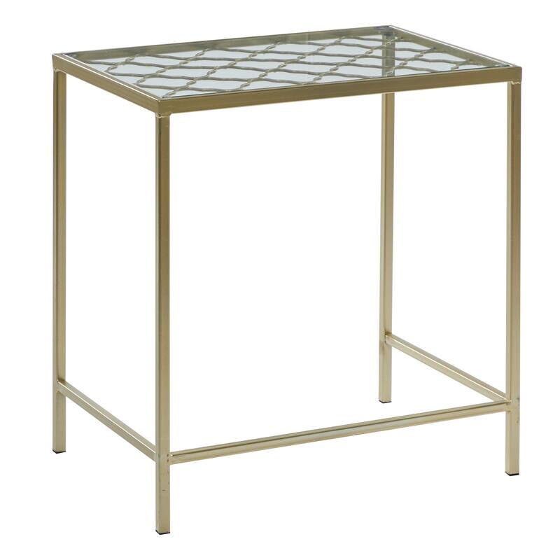 Gold Metal Accent Table with Clear Glass Top (Set of 3)