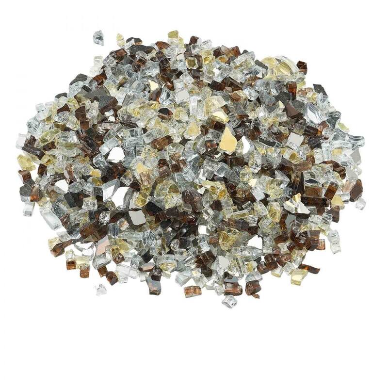 Copper Clear Gold Tempered Crushed Fire Glass Rocks half Inch 10 lbs. - 1/2 inch