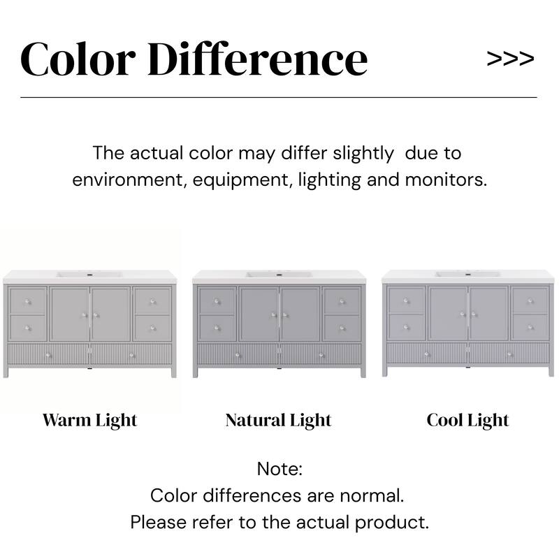 Christopher Knight Home - Modern 60-Inch Bathroom Vanity with Separate Sink and Soft-Close Storage