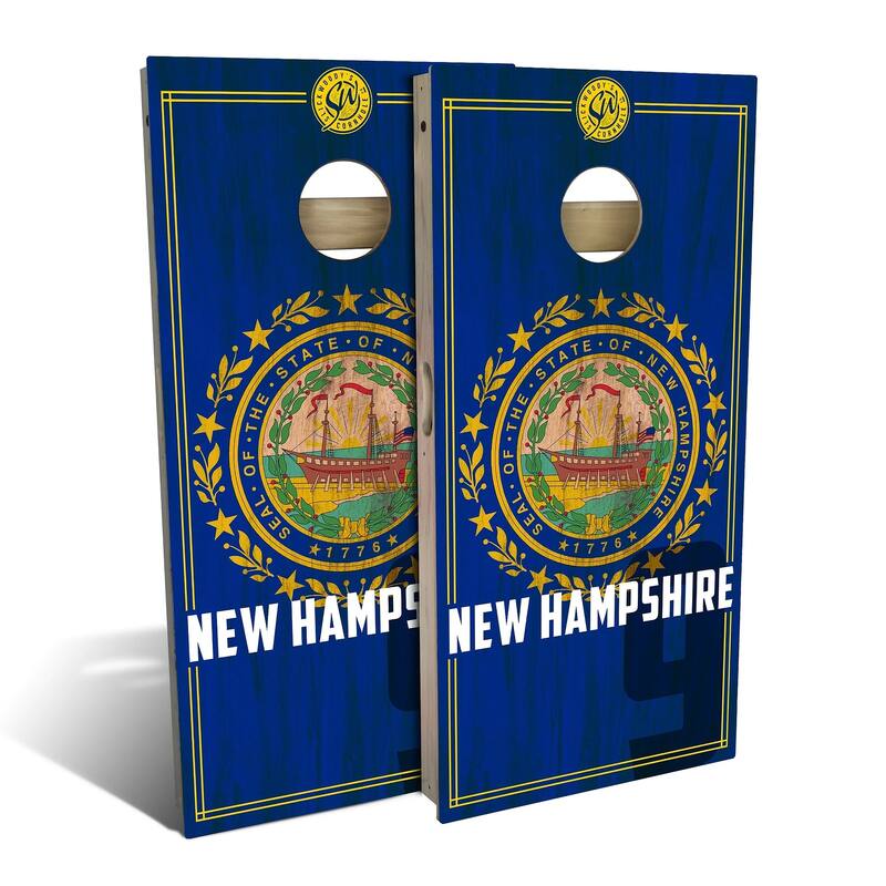 New Hampshire State Flag 2 Outdoor Cornhole Board Set - Backyard 2x4 - NO Accessories
