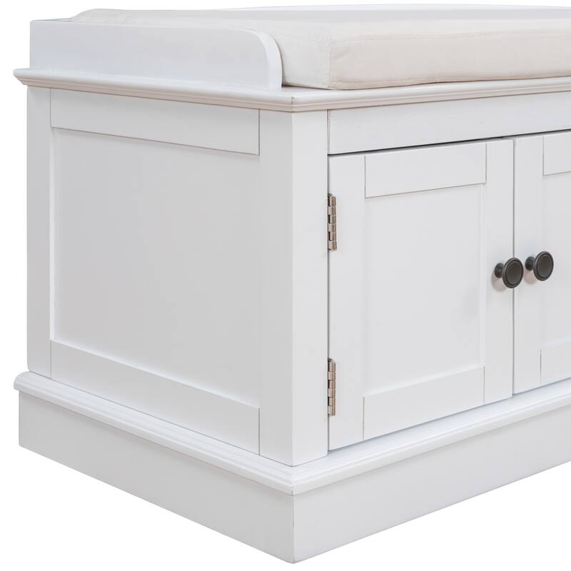 Entryway Storage Bench with 4 Doors and Adjustable Shelves