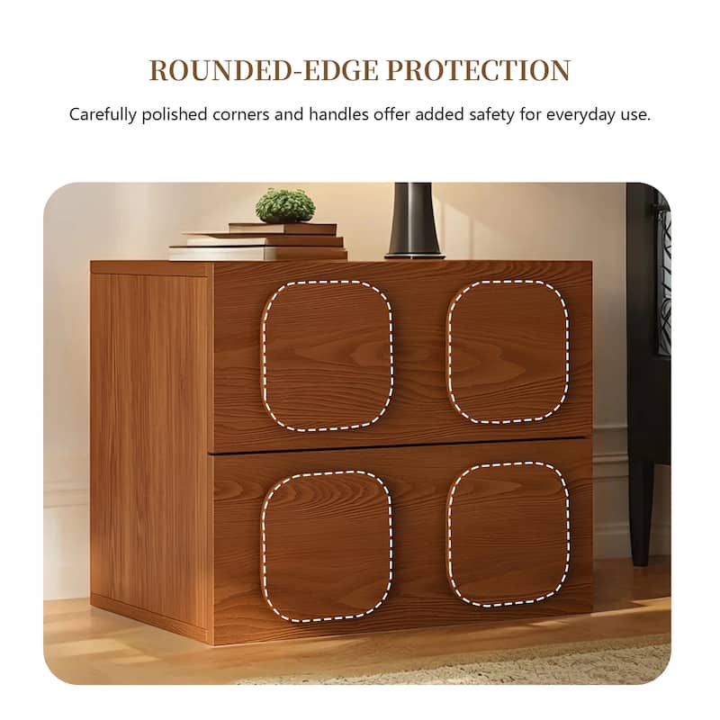 19.69" Media Console, Brown Solid Wood with Vent, Side Table, Night Stands,1 Piece