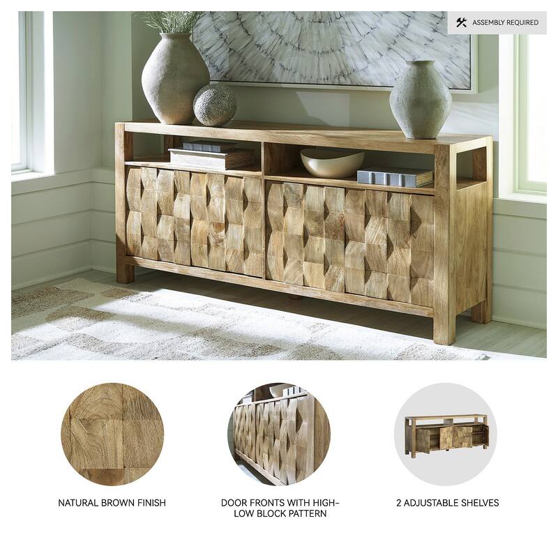 Signature Design by Ashley Hudwick Natural Brown Accent Cabinet - 68"W x 16"D x 30"H