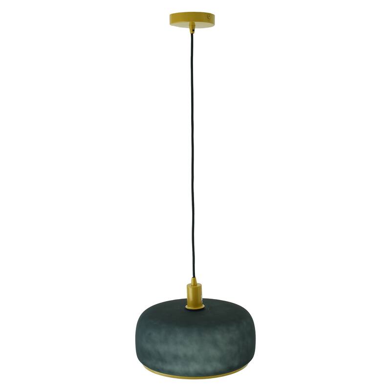 Glam Matte Black Pendant Light with Brass Accents