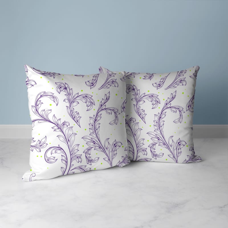 White And Violet Petal Perfection Indoor/Outdoor Throw Pillow Zipper