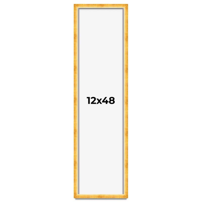 12x48 Shadow Box Frame Gold | 1.625 Inches Deep Real Wood Traditional