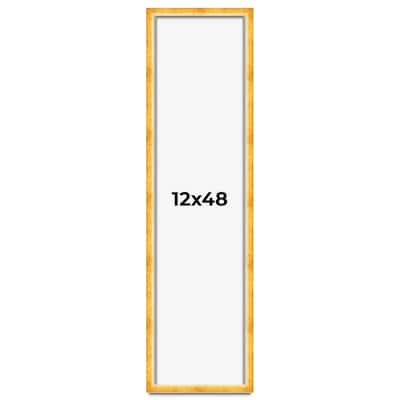 12x48 Shadow Box Frame Gold | 1.625 Inches Deep Real Wood Traditional