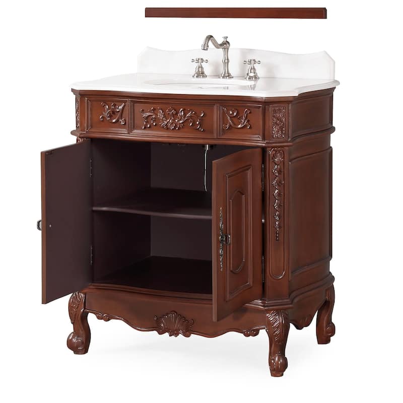 33" Unique Classic Benson Bathroom Sink Vanity - Brown