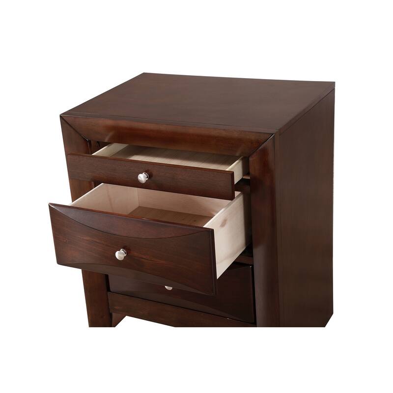 3-Dovetailed Drawers Wooden Nightstand - 28" - Brown