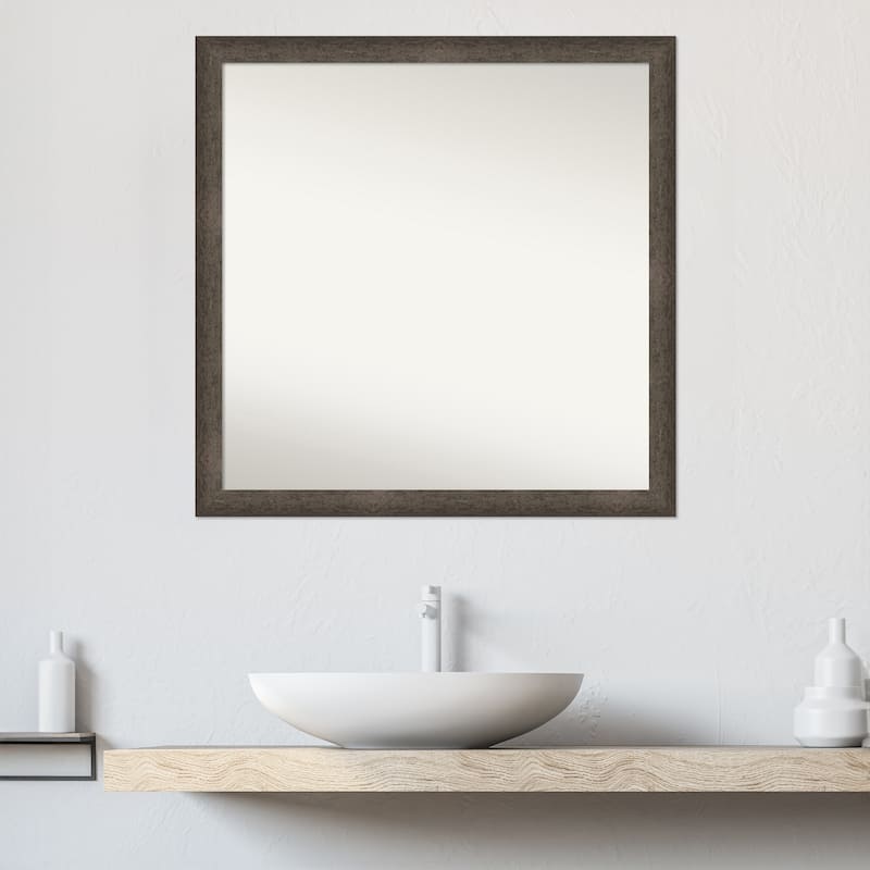 Dappled Narrow Non-Beveled Wood Framed Bathroom Vanity Wall Mirror