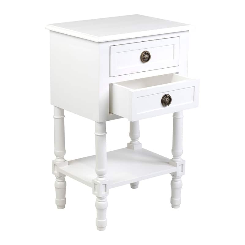 Rustic Solid Wood Side Table With Drawers And Shelf by East at Main