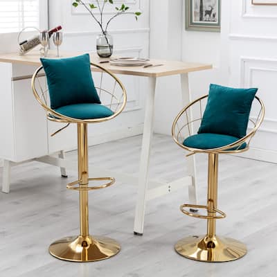 2 Velvet bar chair With pure gold plated,360 degree rotation, adjustable height - N/A
