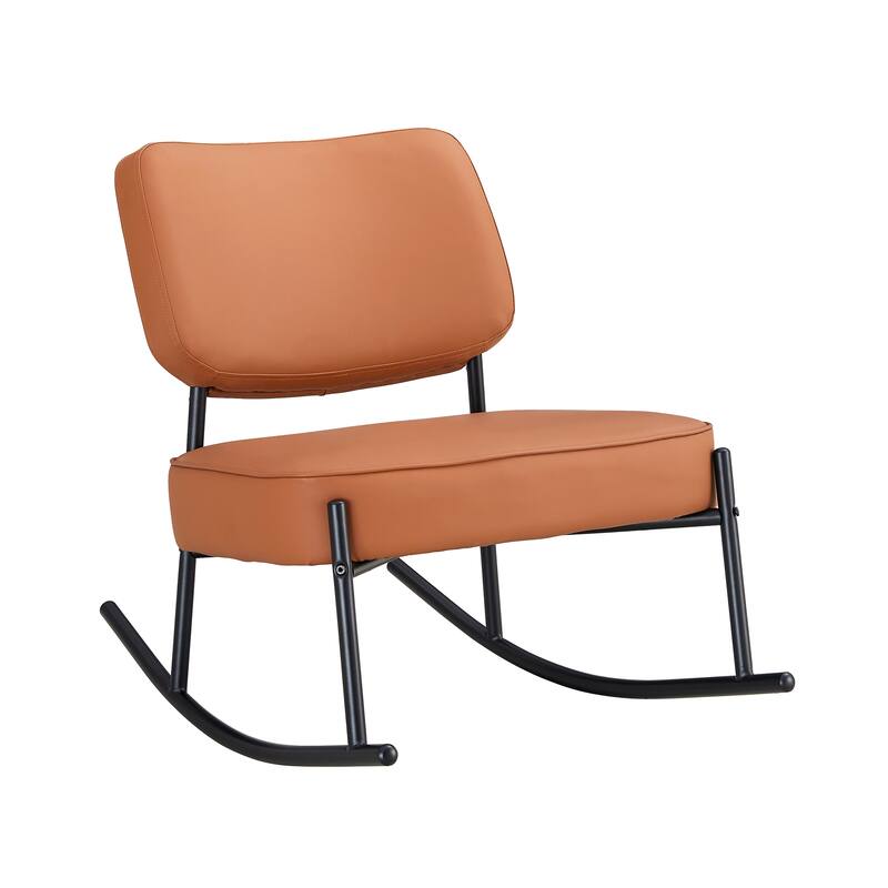 PU/Teddy suede material cushioned rocking chair with metal legs