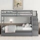 preview thumbnail 1 of 21, Twin over Twin Bunk Beds with Stairway Storage Grey