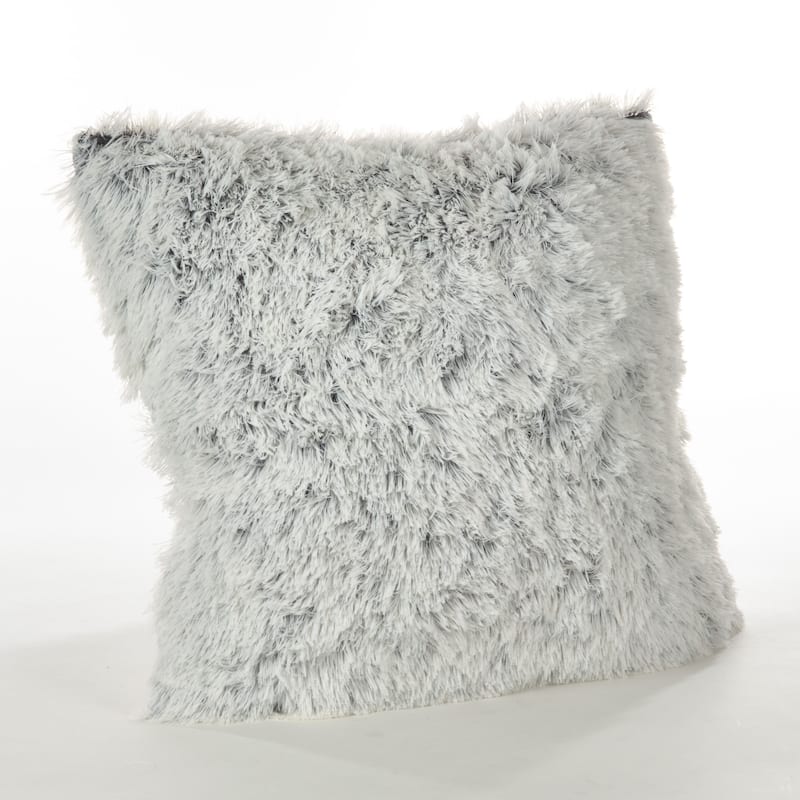 Juneau Collection Two-Tone Faux Fur Throw Pillow - White - Feather Down - 18"x18"