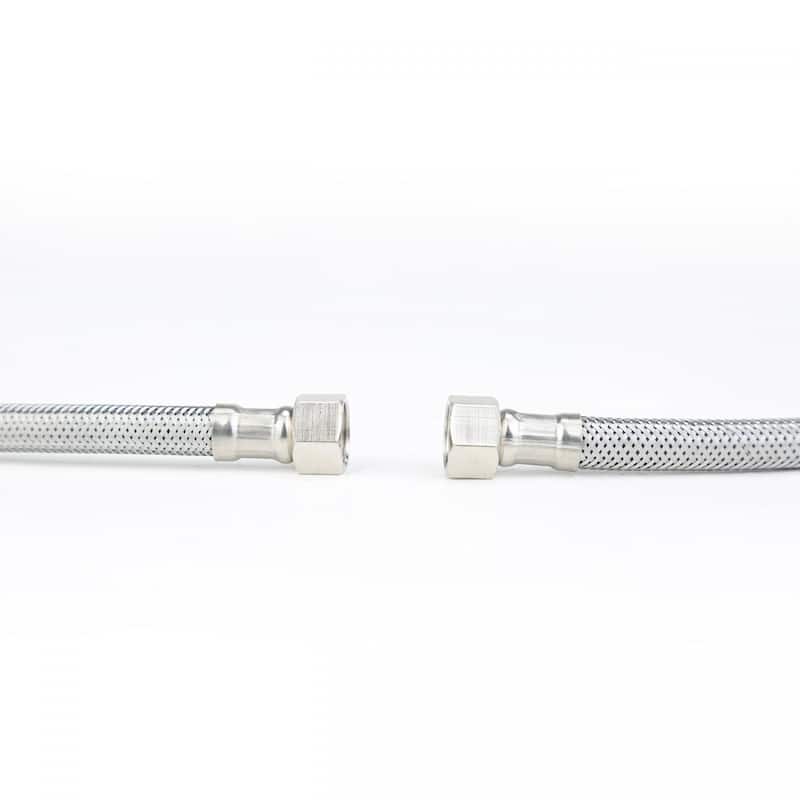 Bathroom Faucet Supply Line Stainless 10mm Male 3/8" Female Pack of 2 Renovators Supply - N/A - Silver