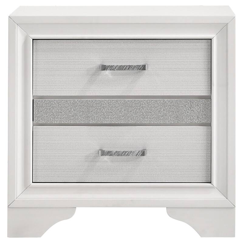 Alexandria White 2-drawer Nightstand with Hidden Jewelry Tray