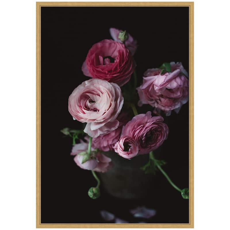 Kate and Laurel Sylvie Moody Dark Pink Floral Bouquet Framed Canvas by Kristy Campbell
